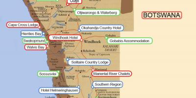 Camping sites Namibia map
